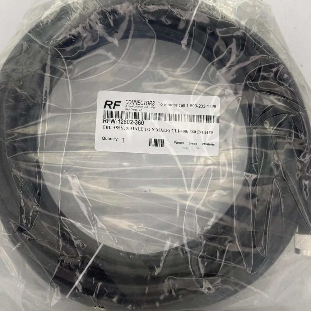 RF Industries RFW-12602-360 N Male to N Male CUI-400 Coaxial Cable 30ft Black